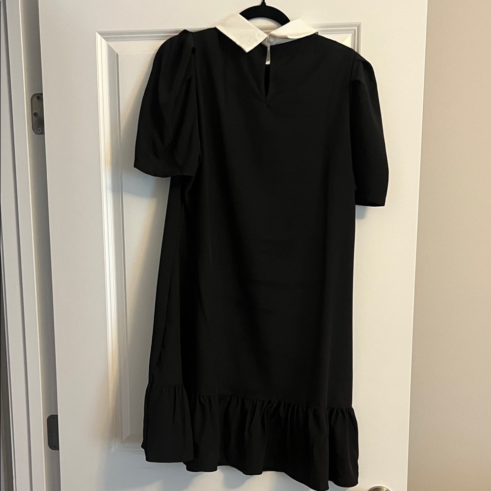 SHEIN Black Midi Dress with White Collar - Picture 3 of 6
